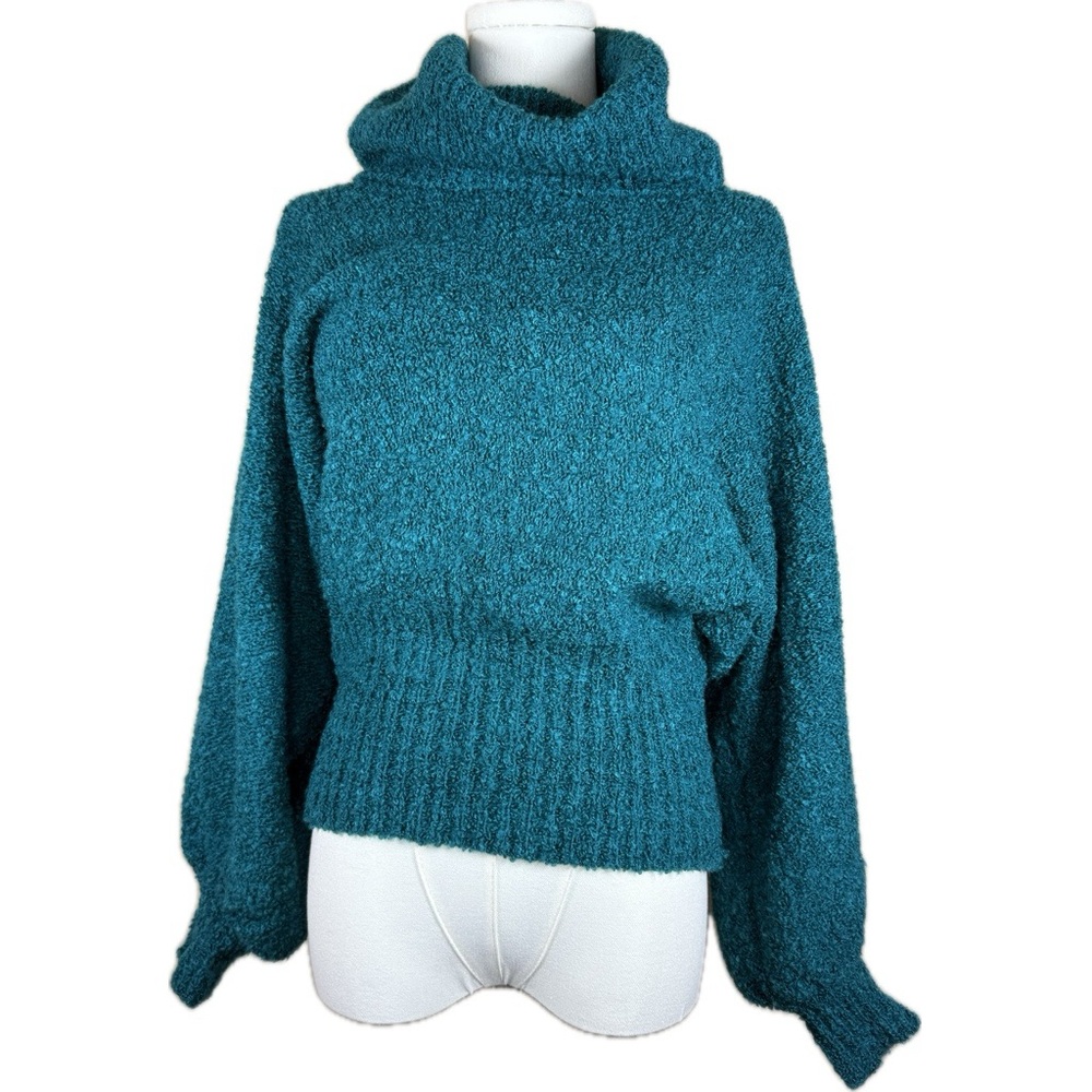 Vintage LAURA LISA 80s Cozy Teal Turtleneck Sweater